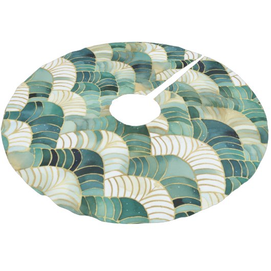 Jupon De Sapin En Polyester Brossé Glam vert Gold Abstrait (Angle)