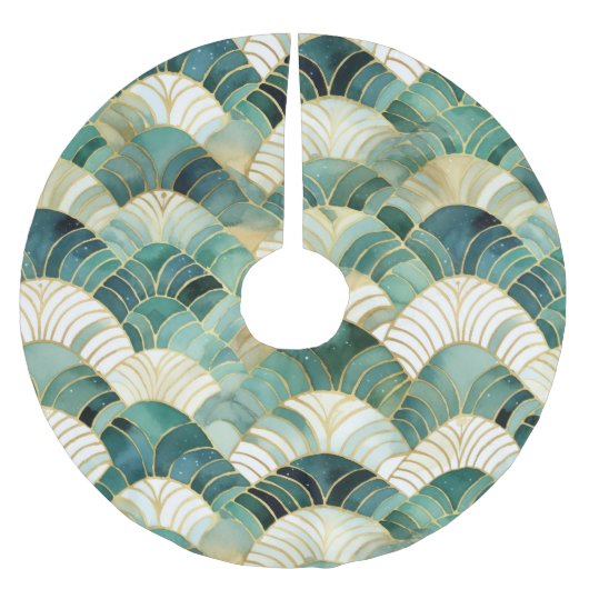 Jupon De Sapin En Polyester Brossé Glam vert Gold Abstrait (Devant)