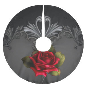 Jupon De Sapin En Polyester Brossé Glamour gothique Rose rouge Noir ornemental Glamou