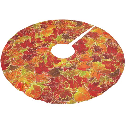 Jupon De Sapin En Polyester Brossé Glittery Fall Maple Feuilles (Angle)