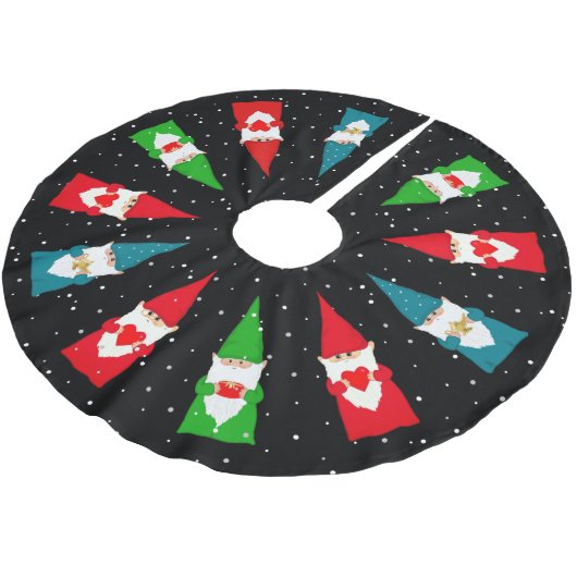 Jupon De Sapin En Polyester Brossé Gnomes de Noël en noir (Angle)