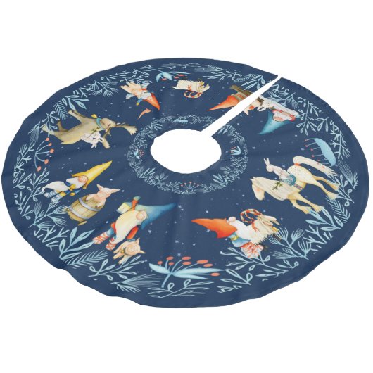 Jupon De Sapin En Polyester Brossé gnomes de Tomte nordique et animaux (Angle)