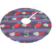 Jupon De Sapin En Polyester Brossé Gnomes mignons, Noël bleu (Angle)