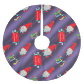 Jupon De Sapin En Polyester Brossé Gnomes mignons, Noël bleu (Devant)
