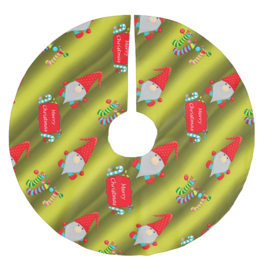 Jupon De Sapin En Polyester Brossé Gnomes mignons, Noël Chartreuse (Devant)