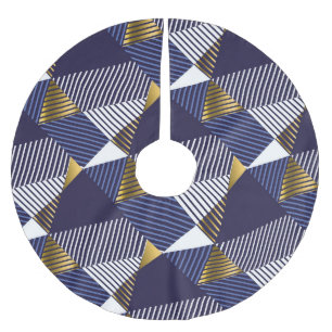 Jupon De Sapin En Polyester Brossé Gold Blue Luxe : Motif géométrique sans couture