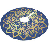 Jupon De Sapin En Polyester Brossé Gold Mandala Navy Blue Christmas (Angle)