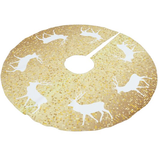 Jupon De Sapin En Polyester Brossé Gold Sparkel Winter Deer Christmas (Angle)