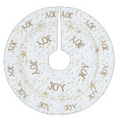 Jupon De Sapin En Polyester Brossé Gold Stars, JOY, Noël, (Devant)