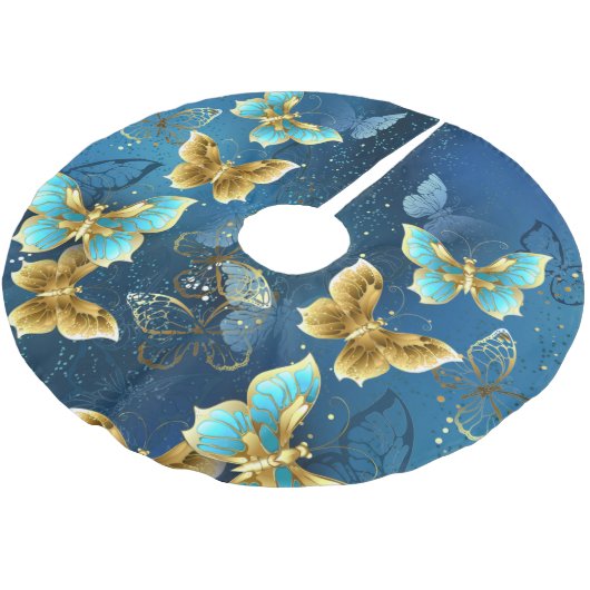 Jupon De Sapin En Polyester Brossé Golden butterflies (Angle)