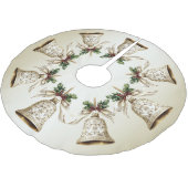 Jupon De Sapin En Polyester Brossé Golden Christmas Bell Shiny Stars Green Feuilles (Angle)