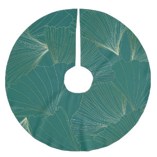 Jupon De Sapin En Polyester Brossé Golden Ginkgo Feuille Art Déco