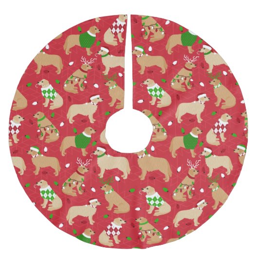 Jupon De Sapin En Polyester Brossé Golden Retriever de Noël (Devant)