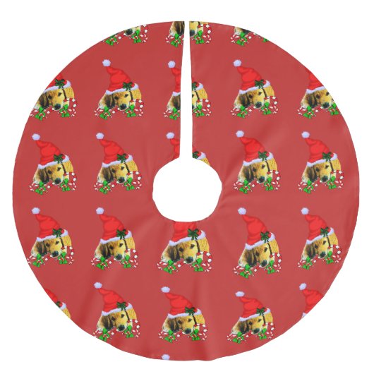 Jupon De Sapin En Polyester Brossé Golden Retriever Puppy Christmas (Devant)