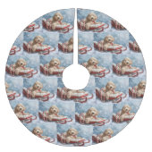 Jupon De Sapin En Polyester Brossé Goldendoodle Chien Festif de Noël (Devant)