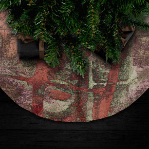 Jupon De Sapin En Polyester Brossé Graffiti peint Grunge Automne Rouge Vert rouille