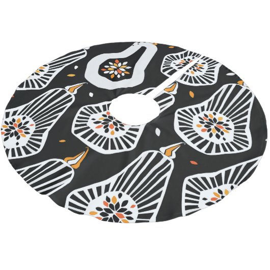 Jupon De Sapin En Polyester Brossé Graines Citrouilles stylisées : Conception transpa (Angle)