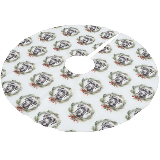 Jupon De Sapin En Polyester Brossé Grand Dane Noël Wreath Festive Pup (Angle)