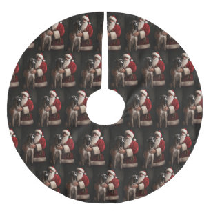 Jupon De Sapin En Polyester Brossé Grand Danois avec le Père Noël Festif de Noël