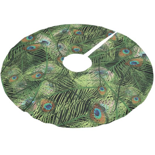 Jupon De Sapin En Polyester Brossé Grand Peacock Plumage Motif (Angle)
