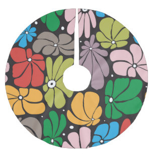 Jupon De Sapin En Polyester Brossé Grandes Fleurs Florales Rétro sans joint