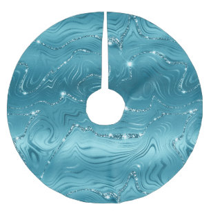 Jupon De Sapin En Polyester Brossé Grandes Parties scintillant vertes turquoises
