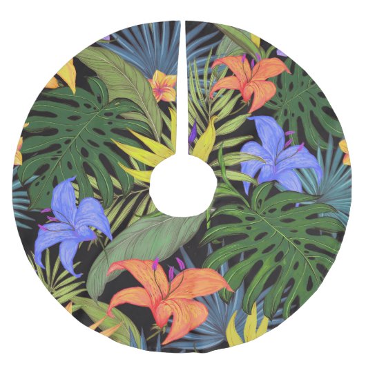Jupon De Sapin En Polyester Brossé Graphique de fleur d'Aloha de Hawaii tropical (Devant)