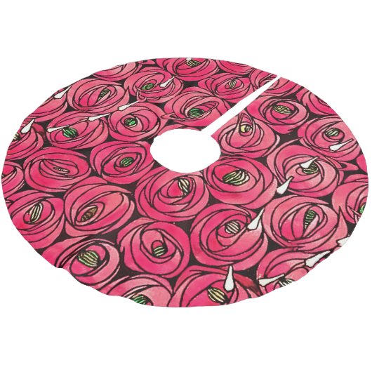 Jupon De Sapin En Polyester Brossé Graphique rose Art Nouveau Rennie Macintosh (Angle)