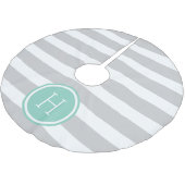 Jupon De Sapin En Polyester Brossé Gray and Aqua Preppy Stripes Monogramme (Angle)