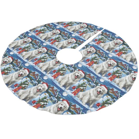 Jupon De Sapin En Polyester Brossé Great Pyrenees Winter Wonderland Noël Joie (Angle)