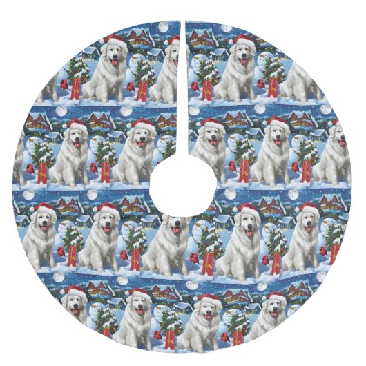 Jupon De Sapin En Polyester Brossé Great Pyrenees Winter Wonderland Noël Joie (Devant)
