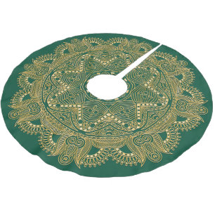 Jupon De Sapin En Polyester Brossé Green Chic Elegant Golden Mandala Flower Motif