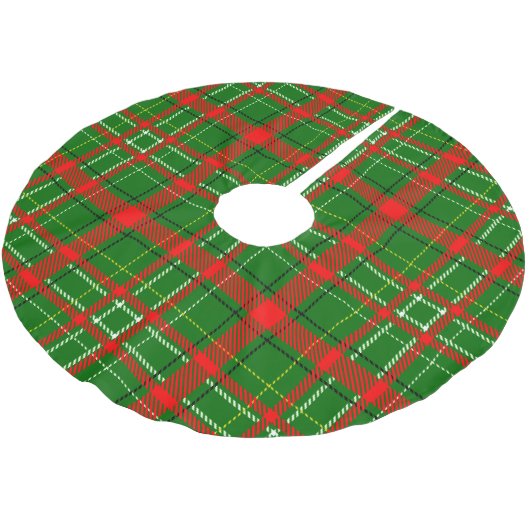 Jupon De Sapin En Polyester Brossé Green Christmas Tartan Plaid Pattern Design (Angle)
