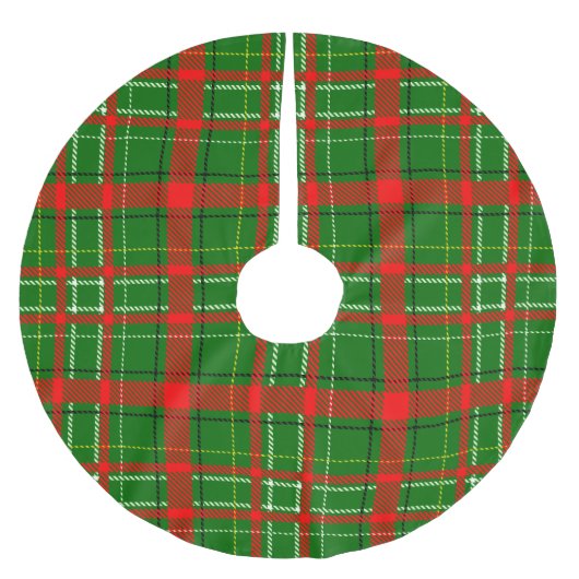 Jupon De Sapin En Polyester Brossé Green Christmas Tartan Plaid Pattern Design (Devant)