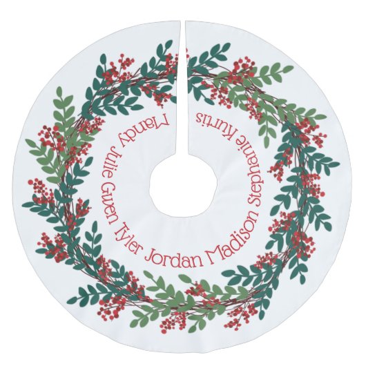 Jupon De Sapin En Polyester Brossé Green Red Christmas Werath Nom de famille (Devant)