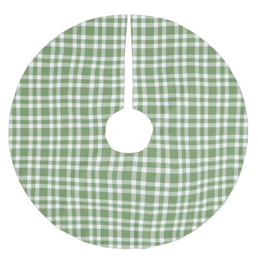 Jupon De Sapin En Polyester Brossé Green White Plaid Pattern (Devant)