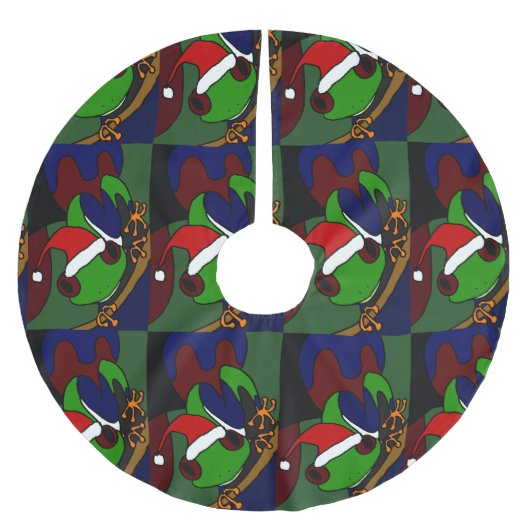 Jupon De Sapin En Polyester Brossé Grenouille d'arbre dans la jupe d'arbre de Noël (Devant)