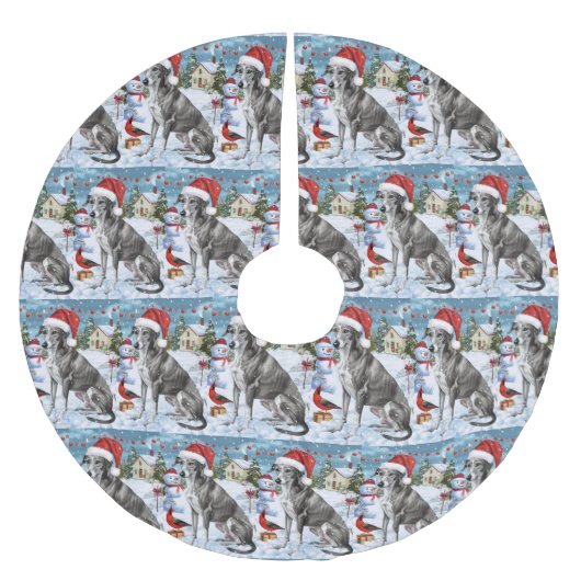 Jupon De Sapin En Polyester Brossé Greyhound Winter Wonderland Christmas Joie (Devant)
