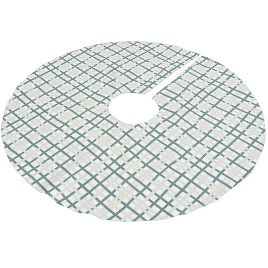 Jupon De Sapin En Polyester Brossé Grille moderne Montauk Vert & Beige Noël (Angle)