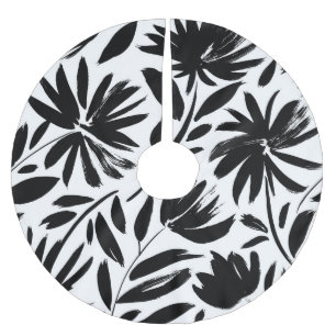 Jupon De Sapin En Polyester Brossé Grille noire : vintage motif chrysanthème