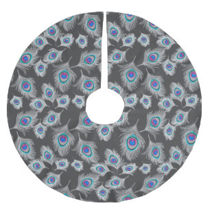 Jupon De Sapin En Polyester Brossé Gris argenté / Gris Plumes de paon gris sur Graphi