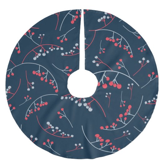 Jupon De Sapin En Polyester Brossé Gris rouge moderne sur baies bleu marine illustrat (Devant)