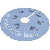 Jupon De Sapin En Polyester Brossé Groupe Bleu Blanc Jumping dauphins Plage Noël (Angle)