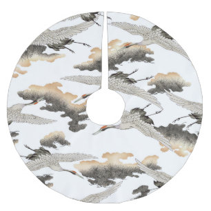 Jupon De Sapin En Polyester Brossé Grue de style japonais : design élégant.