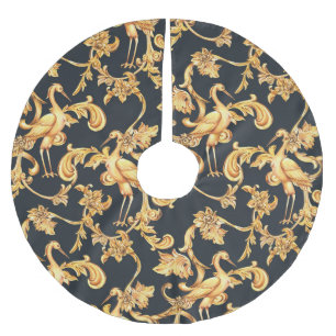 Jupon De Sapin En Polyester Brossé Grues baroques dorées : ornement rococo.