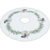 Jupon De Sapin En Polyester Brossé Gui et clochettes argentées blanc (Angle)