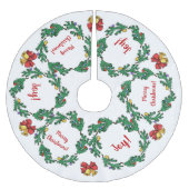 Jupon De Sapin En Polyester Brossé Guirlande de houx de Noël personnalisée (Devant)