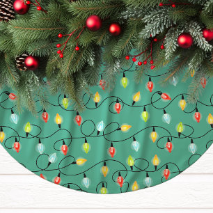 Jupon De Sapin En Polyester Brossé Guirlandes de Noël scintillantes motif de fêtes