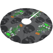 Jupon De Sapin En Polyester Brossé halloween cauchemar crâne de Noël (Angle)