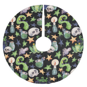 Jupon De Sapin En Polyester Brossé Halloween éffrayant : Motif à main foncée.